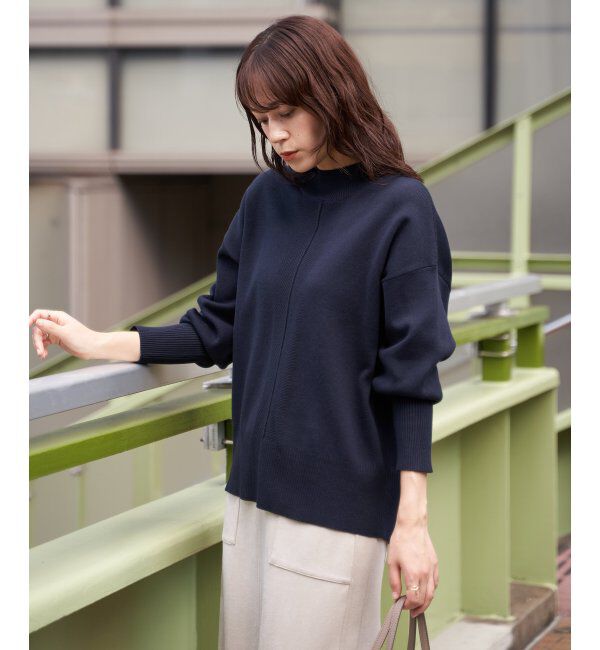 ikka「コットンミックスバックスリットニット」|プルオーバー|