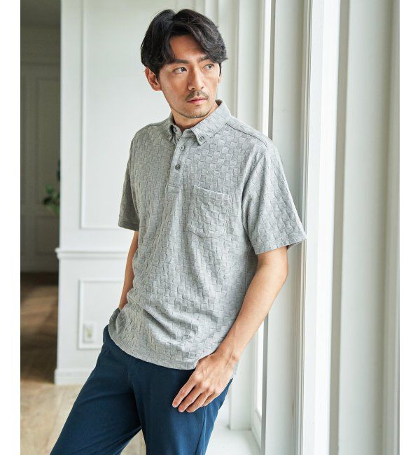 IKKA LOUNGE「冷感リンクスジャカード市松ポロシャツ」|Tシャツ・カットソー|