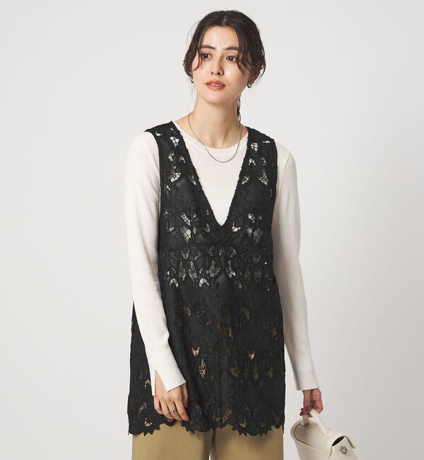 UNITED ARROWS green label relaxing「レース ノースリーブ ブラウス」|シャツ・ブラウス|BLACK