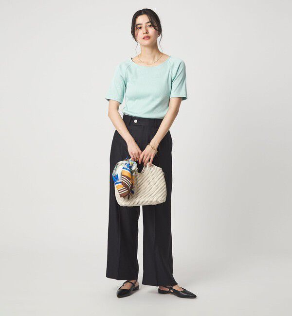 UNITED ARROWS green label relaxing「ブライトリブ ボートネック 5分袖 プルオーバー カットソー」|Tシャツ・カットソー|