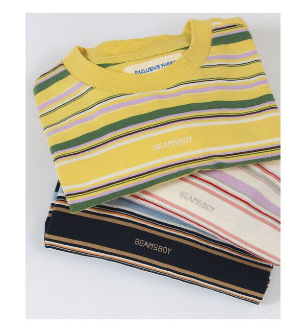 BEAMSBOY「エンブロイダリー マルチボーダー ショートスリーブ Tシャツ」|Tシャツ・カットソー|YELLOW