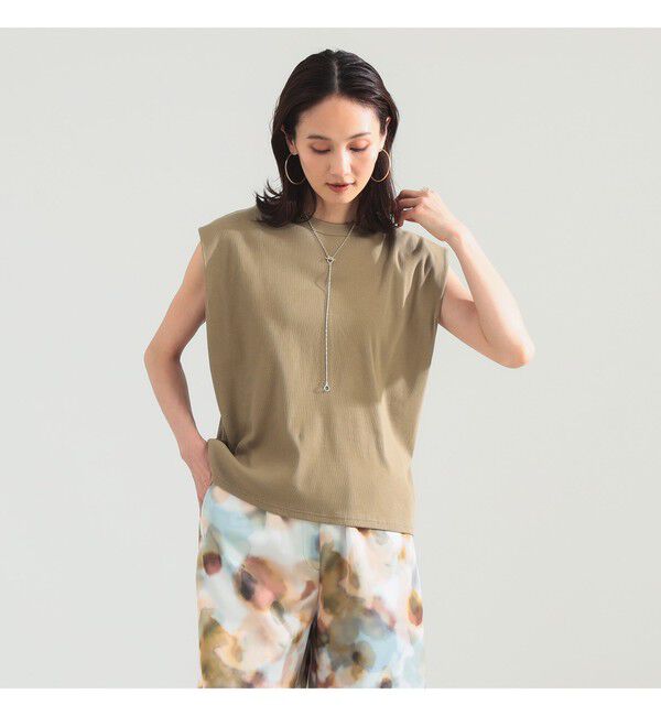 Demi-Luxe BEAMS 「【別注】スタイリスト佐藤佳菜子 &times; SLOANE / リブ クルーネック フレンチスリーブ トップス」|Tシャツ・カットソー|