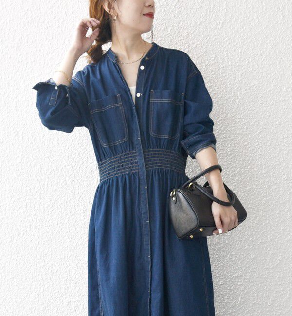 SHIPS any「《一部追加予約》SHIPS any: シャーリング デニム ポケット ワンピース ［SHIPS any DENIM］」|ワンピース|