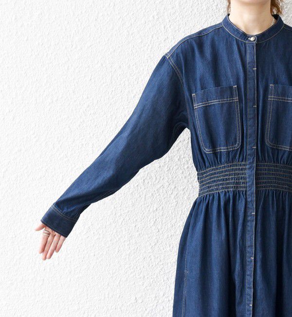 SHIPS any「《一部追加予約》SHIPS any: シャーリング デニム ポケット ワンピース ［SHIPS any DENIM］」|ワンピース|
