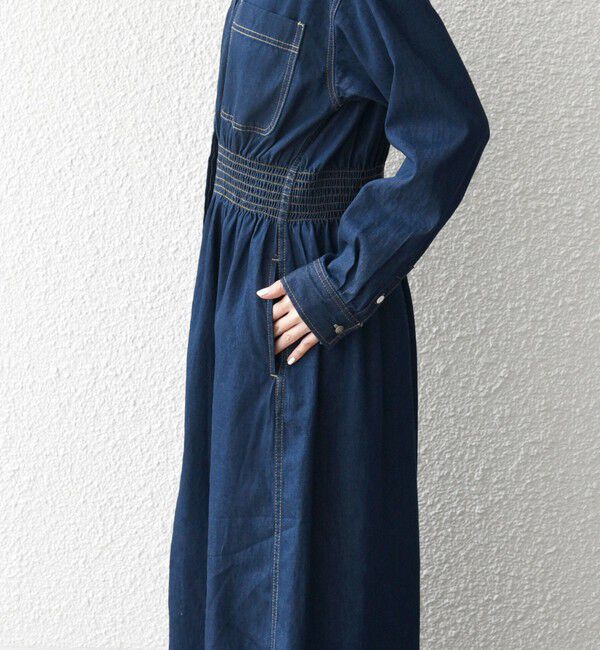 SHIPS any「《一部追加予約》SHIPS any: シャーリング デニム ポケット ワンピース ［SHIPS any DENIM］」|ワンピース|