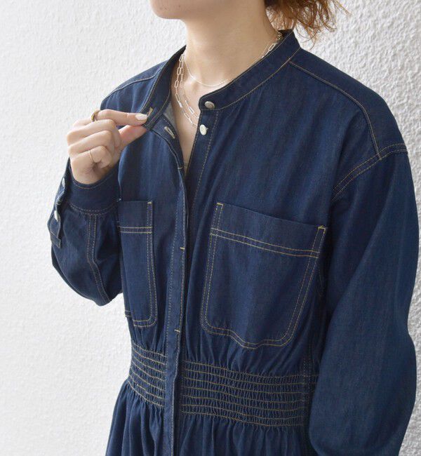 SHIPS any「《一部追加予約》SHIPS any: シャーリング デニム ポケット ワンピース ［SHIPS any DENIM］」|ワンピース|