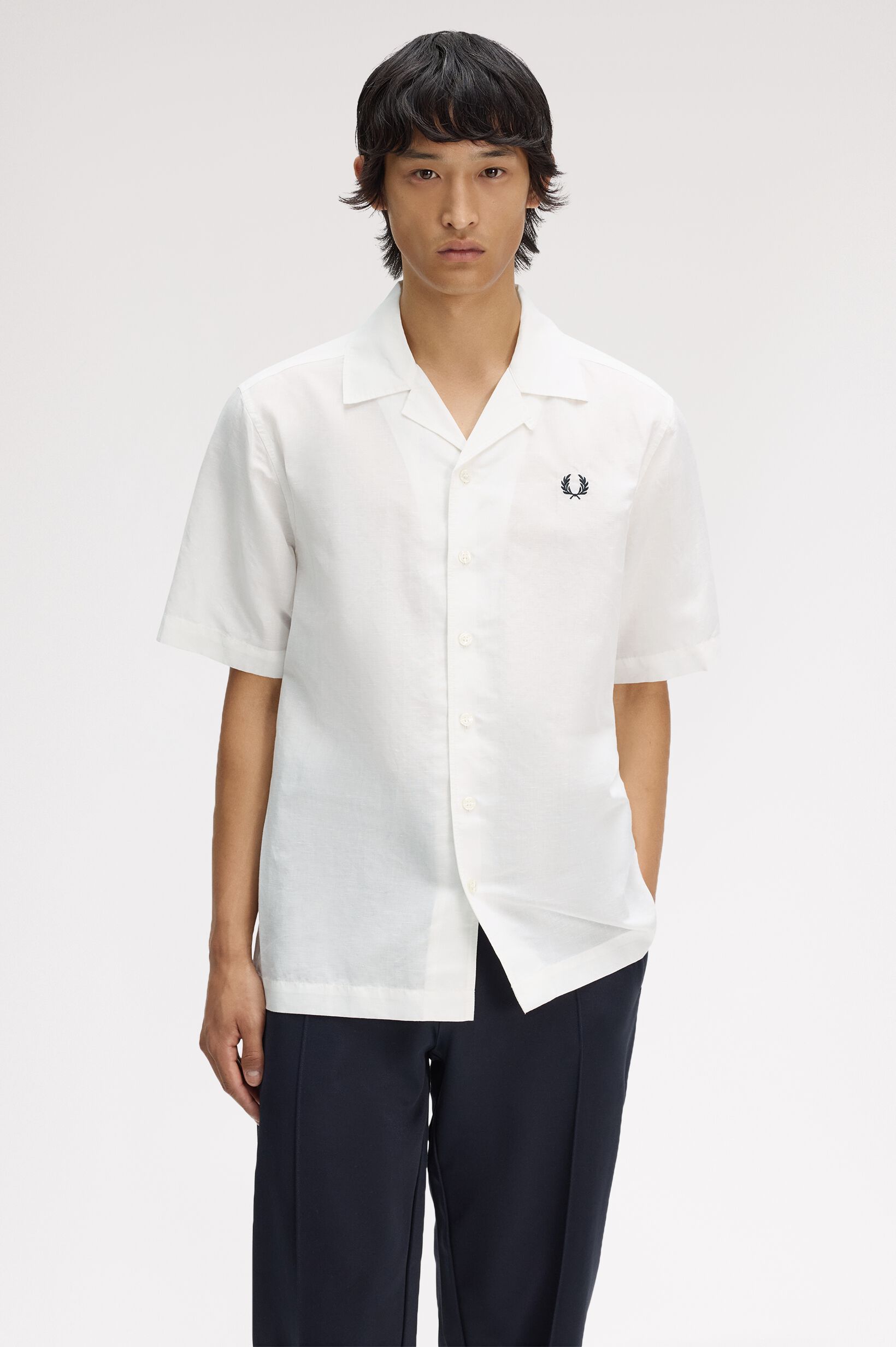 FRED PERRY 「Linen Blend Revere Collar Shirt／リネンブレンドオープンカラーシャツ」|シャツ・ブラウス|
