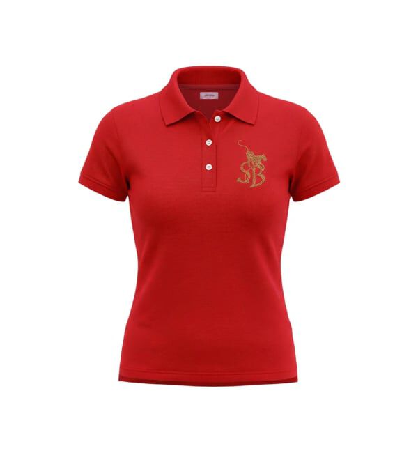 JOINT WORKS「SupBaby by SUPPLIER Rhinestone Leopard Logo Polo Shirt」|ポロシャツ|レッド