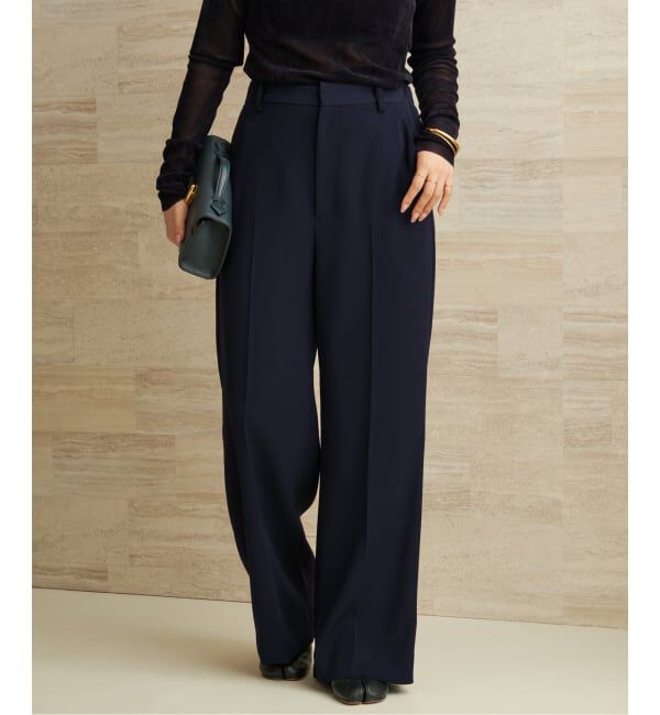 Plage「《WEB限定追加予約》washable straight パンツ 7」|スラックス|ネイビー