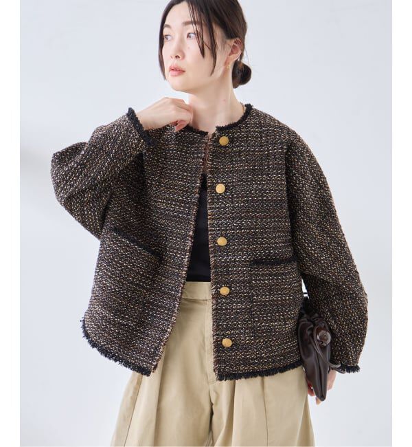 journal standard L'essage「《予約》GIOLICA TWEED ドルマンジャケット」|その他|ブラウン