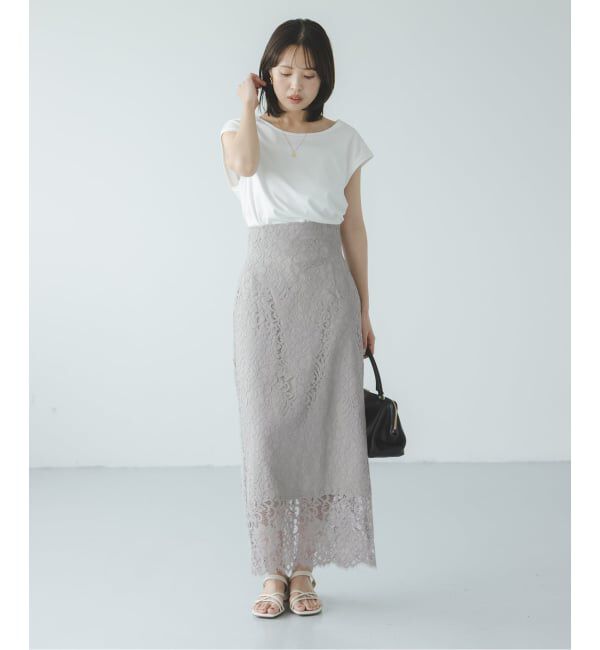 NOBLE「《WEB＆一部店舗限定・追加》リバーレースIラインスカート」|スカート|