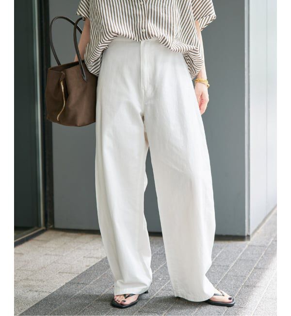 Spick and Span「ライトコットンバレルレッグパンツ」|その他|ホワイト