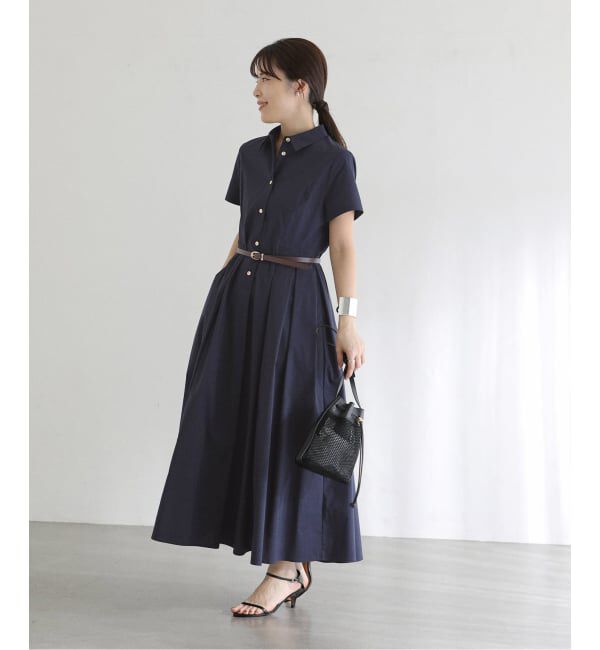  「【洗える】タックシャツワンピース」|ワンピース|