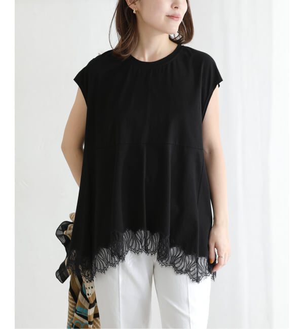  「【洗える】CHIGNON/シニヨン  レースフレンチカットソー」|Tシャツ・カットソー|