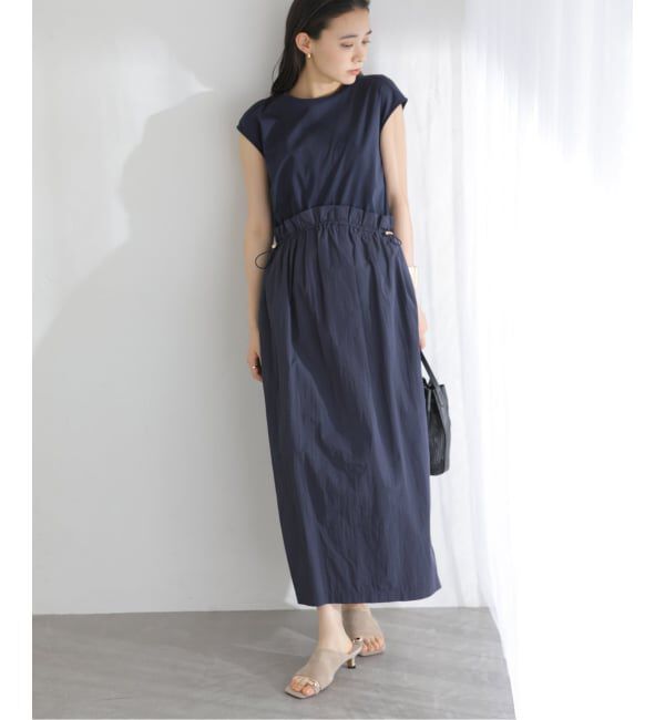  「【洗える】タフタドッキングワンピース」|ワンピース|