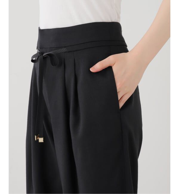  「【洗える】リボンワイドパンツ」|スラックス|
