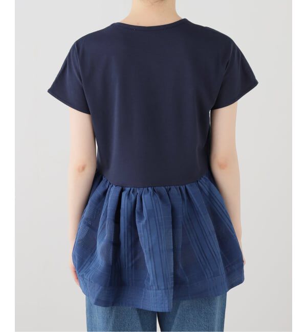  「【洗える】TORRAZZO DONNA/トラッゾドンナ シアーチェックコンビペプラムプルオーバー」|Tシャツ・カットソー|