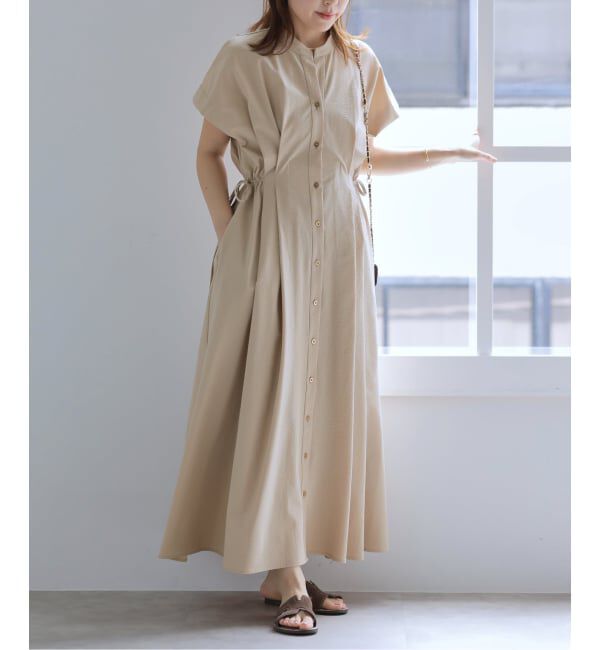  「【洗える】フレンチタックシャツワンピース」|ワンピース|