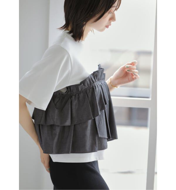  「【洗える】ドッキングカットソー」|Tシャツ・カットソー|グレー
