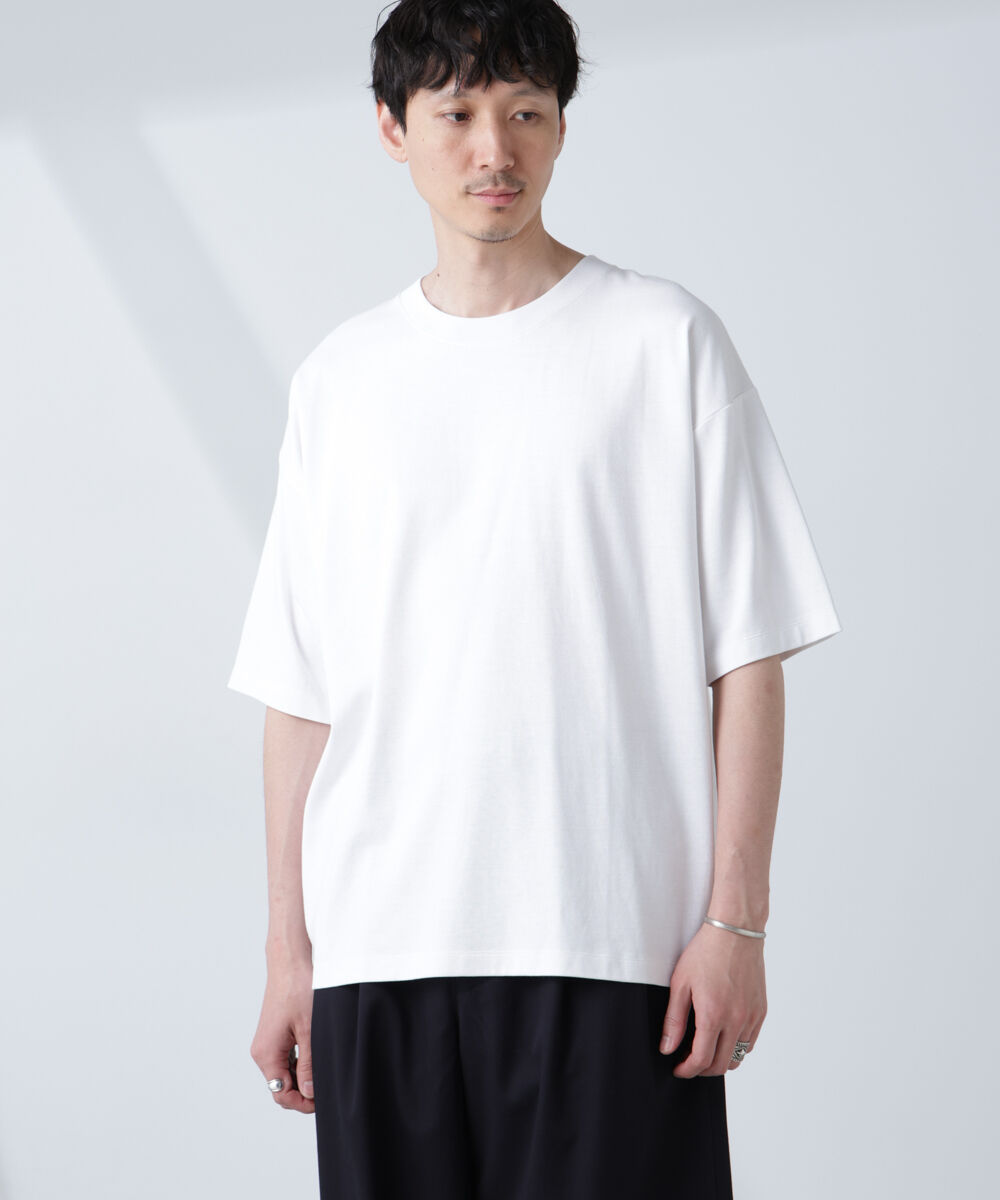 nano･universe「WEB限定/Anti Soaked(R)  汗染み防止 クルーネック ビッグシルエットTシャツ」|Tシャツ・カットソー|ホワイト