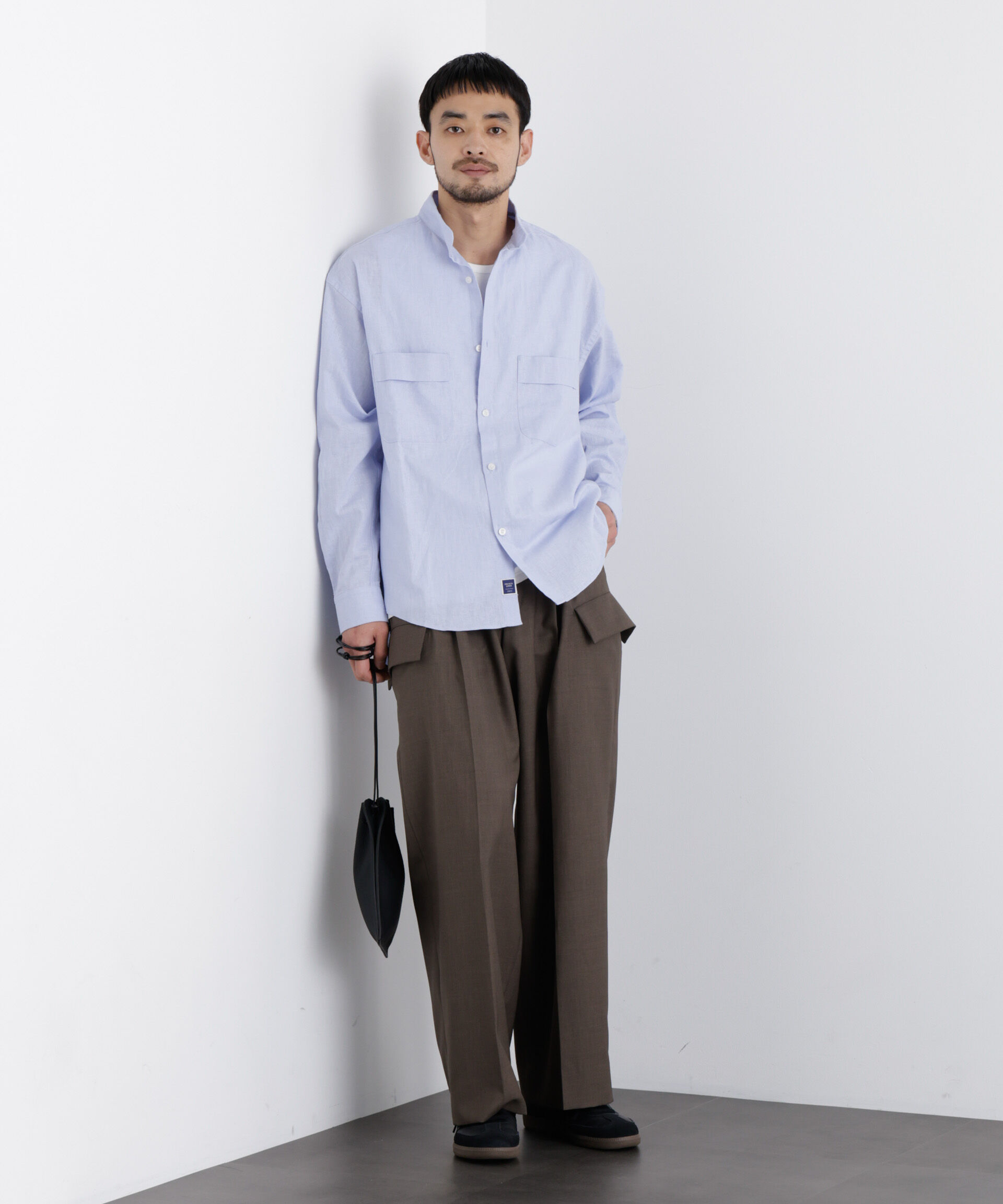 nano･universe「「FRENCH LINEN」リネンコットンスタンドシャツ」|シャツ・ブラウス|