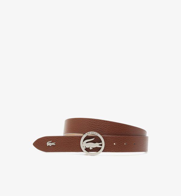 LACOSTE「シルバーサークルバックルベルト」|ベルト|ブラウン