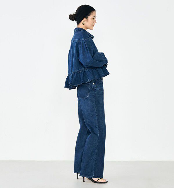 Rie Miller「【RM denim】裾フリルショート丈Gジャン」|ブルゾン・スタジャン|