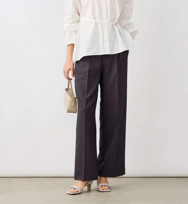 NOLLEY'S sophi「《セットアップ対応》ウォッシャブルドライシャークタックワイドパンツ」|その他|チャコールグレー