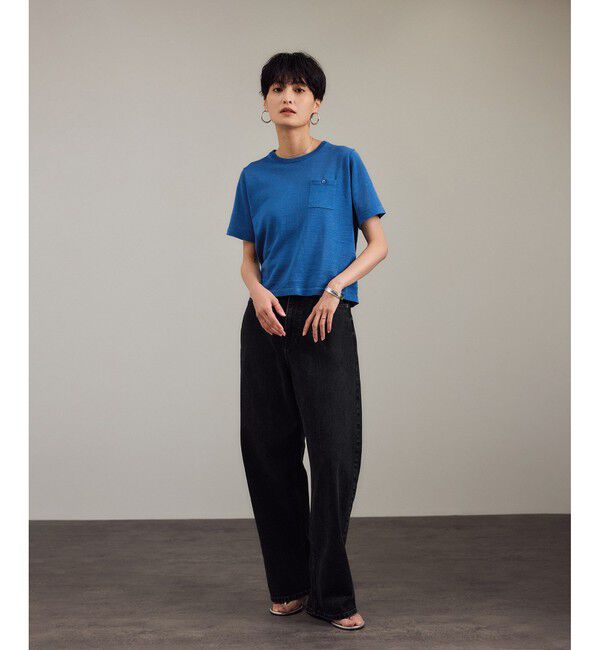 SALON adam et rope'「クロップドハーフスリーブリネンニット［ドライタッチ・洗える］」|Tシャツ・カットソー|