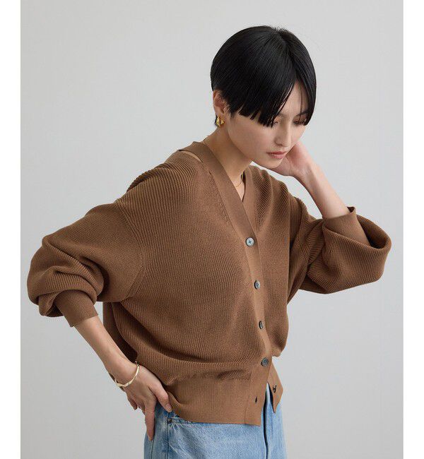 SALON adam et rope'「【WEB限定】コットンシルクネックスリットVネックカーディガン」|カーディガン|