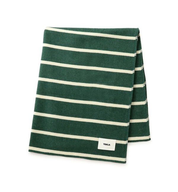 SALON adam et rope'「【J'aDoRe・店舗限定】【TEKLA（テクラ）】LAMBSWOOL BLANKETS (Stripes)」|ブランケット|ダークグリン(31)