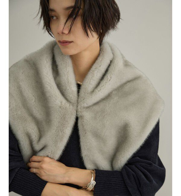 SALON adam et rope'「フェイクミンクファースカーフ」|バンダナ・スカーフ|チャコール(06)