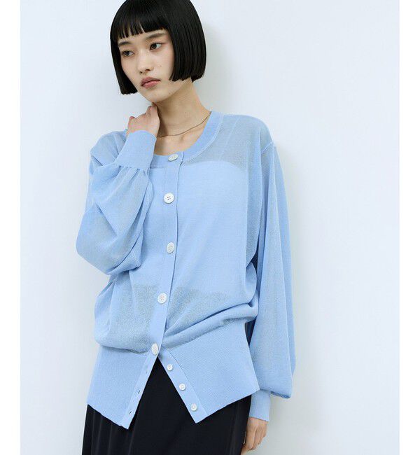 ADAM ET ROPE'「【WEB限定】シアークルーネックカーディガン」|カーディガン|サックス(48)