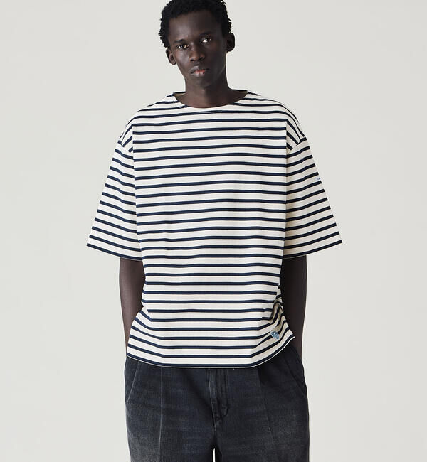 ORCIVAL「ORCIVAL | コットンロード クルーネック 半袖バスクシャツ MEN」|Tシャツ・カットソー|ECRU系1