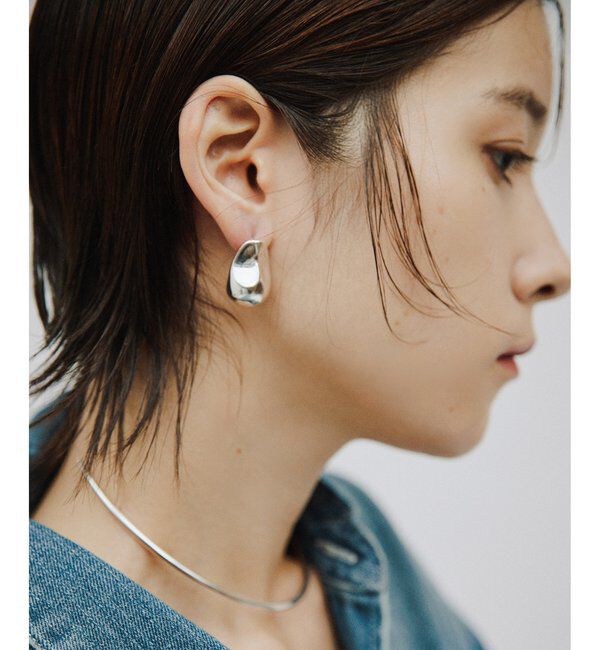  「【Hoaw.】オーバルシルエットピアス」|リング|シルバー