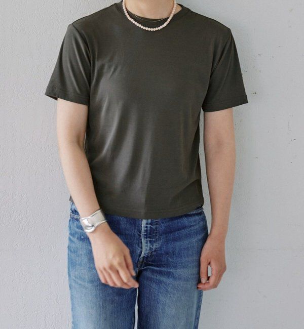  「【LUALY】【接触冷感/吸水速乾】シアープレーンチビTee」|Tシャツ・カットソー|モカ