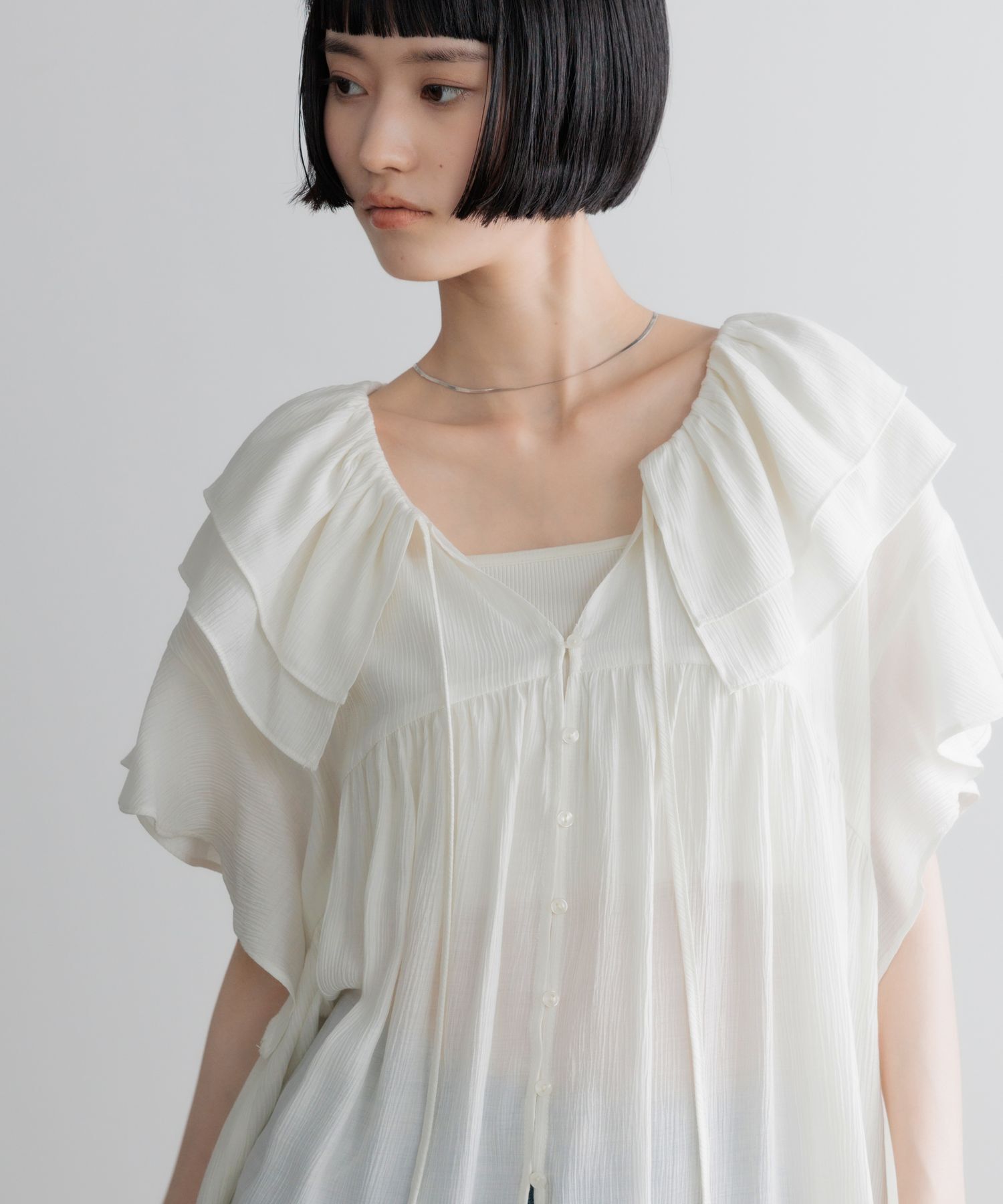 LOWRYS FARM「ヨウシュウフリルチュニックブラウスＳＳ」|シャツ・ブラウス|OFF