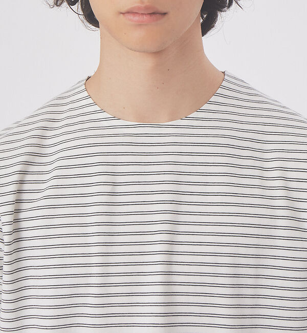 ABAHOUSE「【ノンストレス】COTTON LYCRA 圧着 クルーネック 半袖 ボーダーTシ」|Tシャツ・カットソー|
