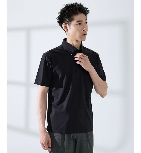 ABAHOUSE「【SMART CLOSET】シルケット天竺 ボタンダウン半袖ポロシャツ / 接触」|ポロシャツ|