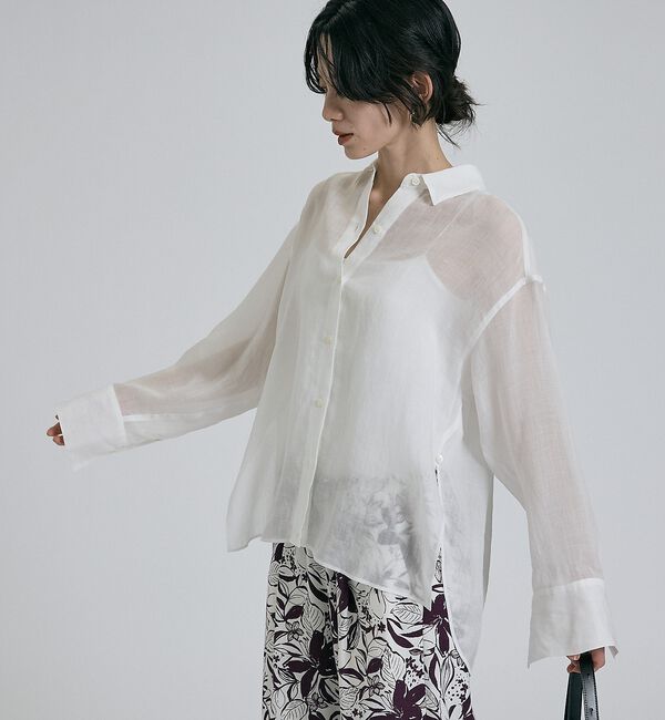 qualite「【大人の夏シャツ】リネン混レギュラーシャツ」|シャツ・ブラウス|