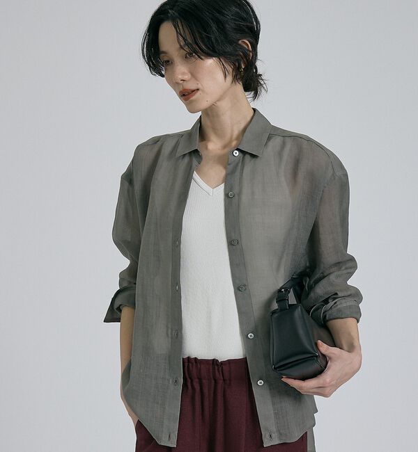 qualite「【大人の夏シャツ】リネン混レギュラーシャツ」|シャツ・ブラウス|