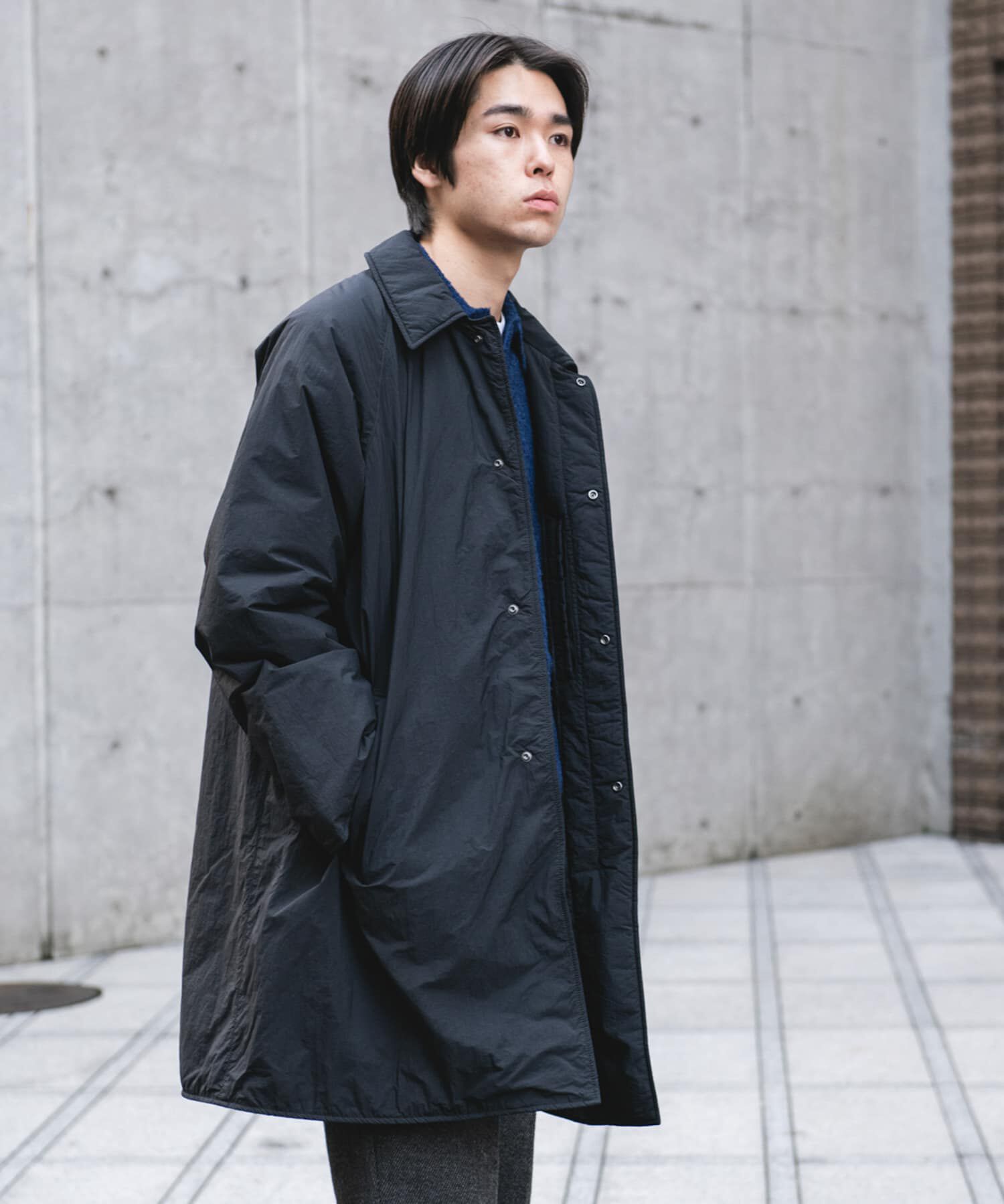 URBAN RESEARCH DOORS「ライトナイロン パデット バルマカンコート」|ノーカラーコート|