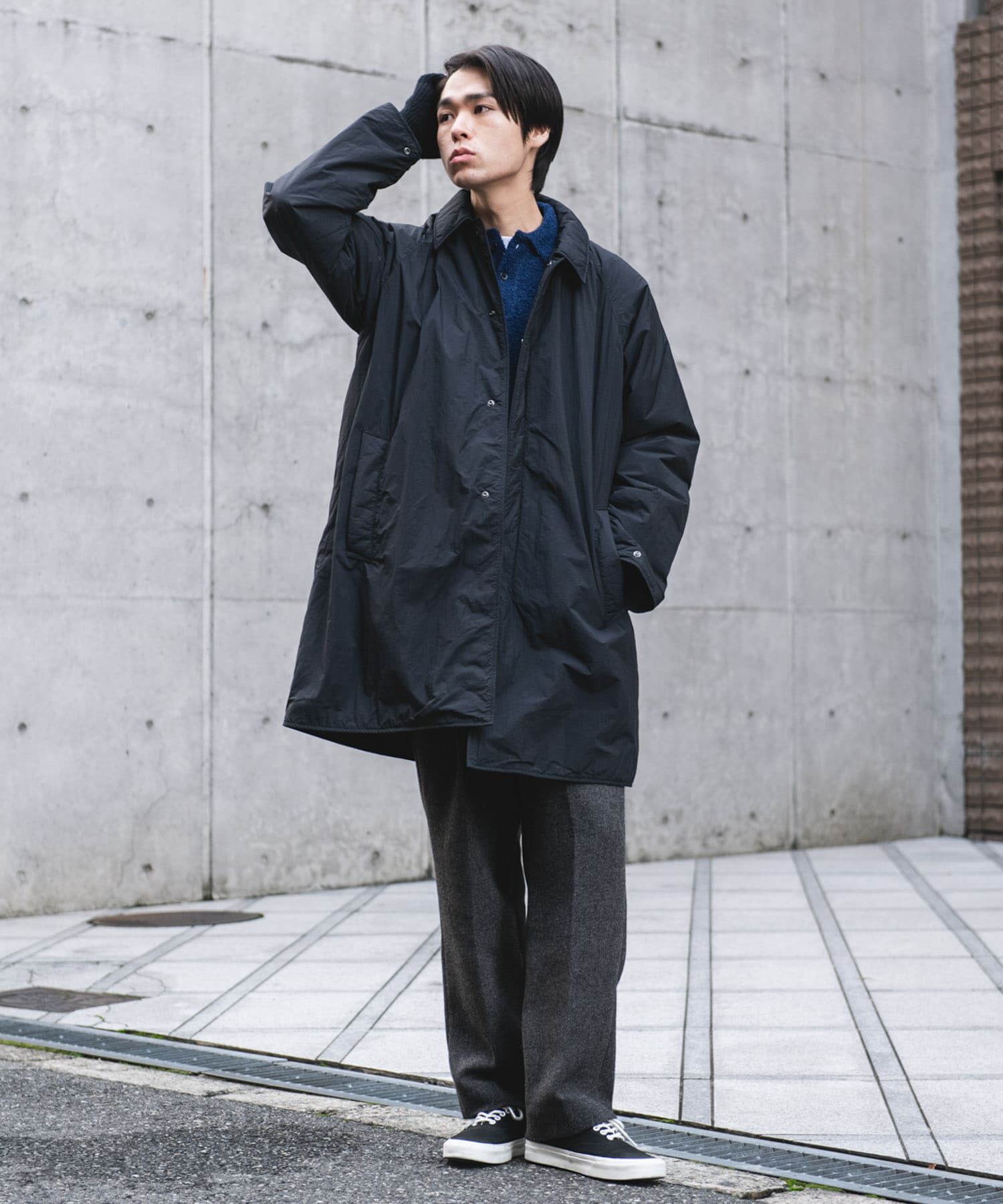 URBAN RESEARCH DOORS「ライトナイロン パデット バルマカンコート」|ノーカラーコート|