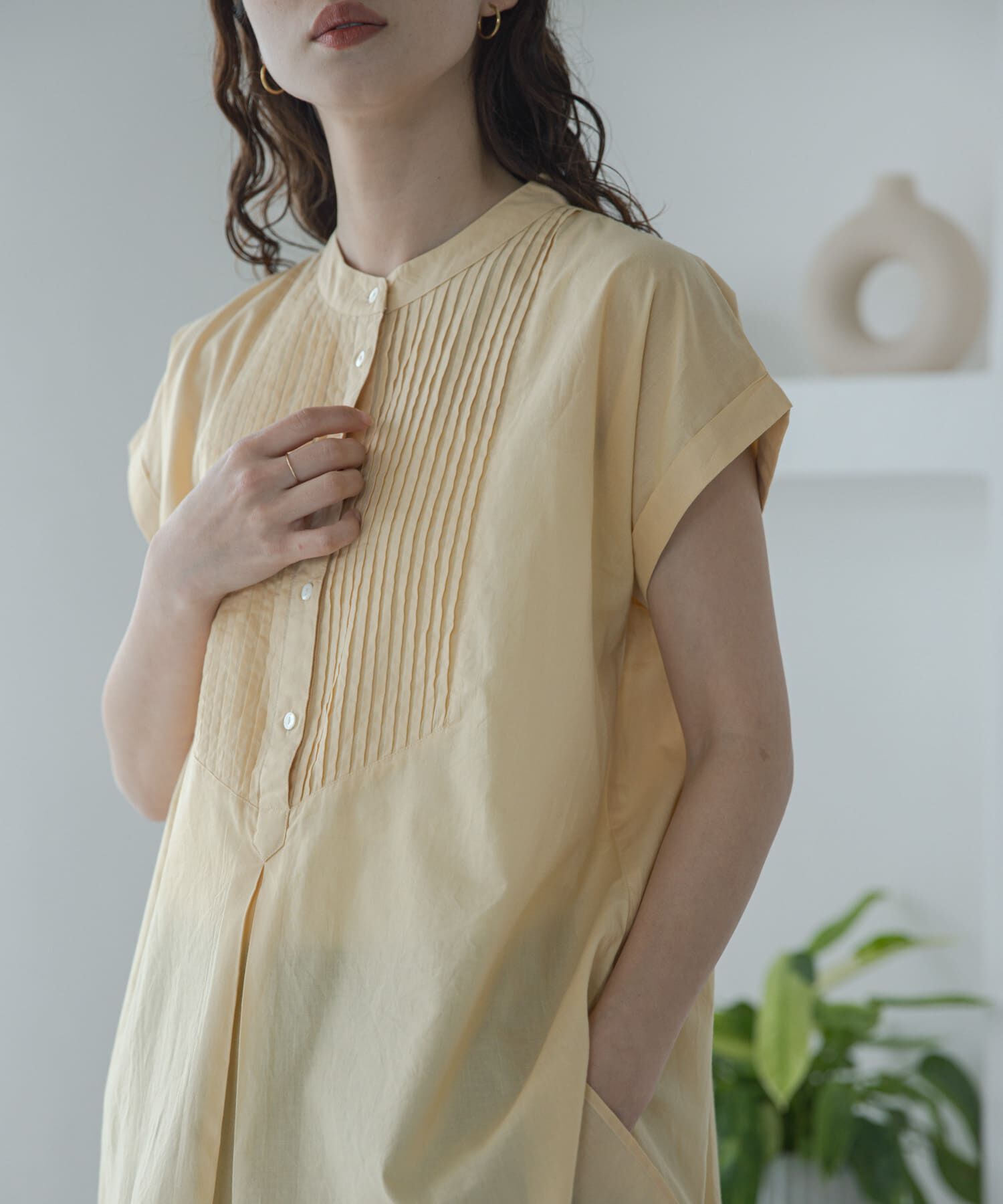 Sonny Label 「エアリーコットンピンタックドレスシャツ」|シャツ・ブラウス|イエロー