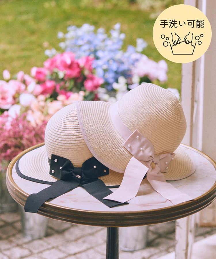 Maison de FLEUR「【手洗い可能】パールリボンスリットハット」|その他|