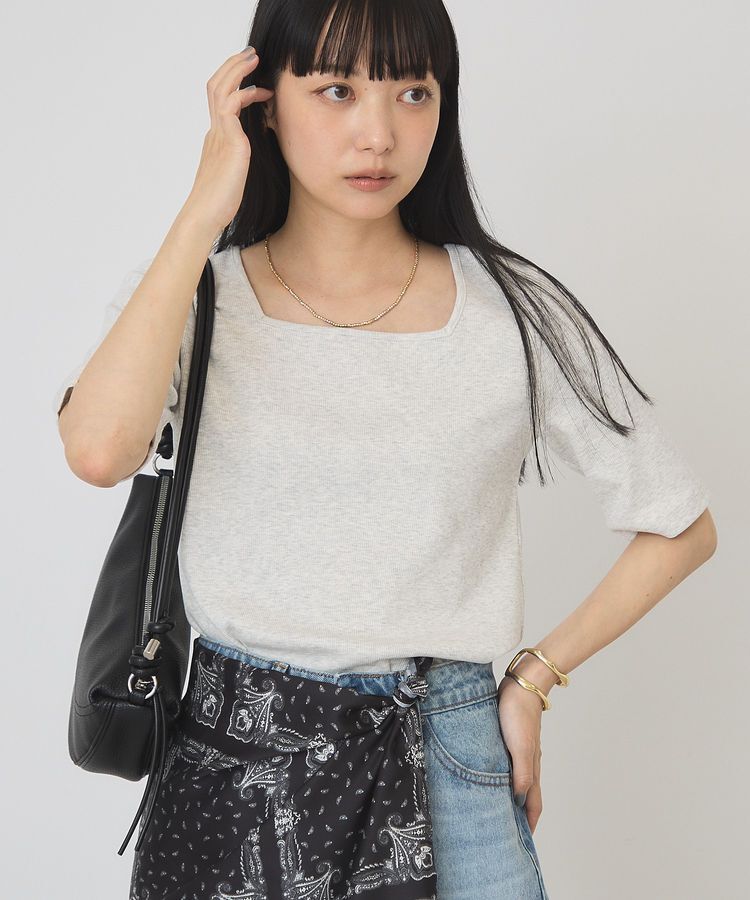 AMERICAN HOLIC「【接触冷感・UVカット】スクエアネック5分袖プルオーバー」|Tシャツ・カットソー|