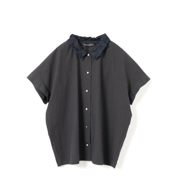 mizuiro ind「mizuiro ind ワッシャーカラーワイドシャツ」|シャツ・ブラウス|ネイビー