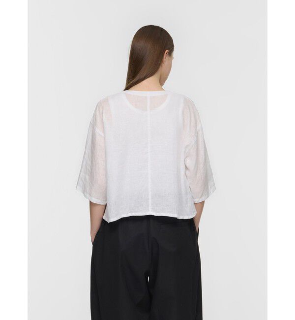 mizuiro ind「mizuiro ind リネンダブルクルーネックシャツ」|シャツ・ブラウス|