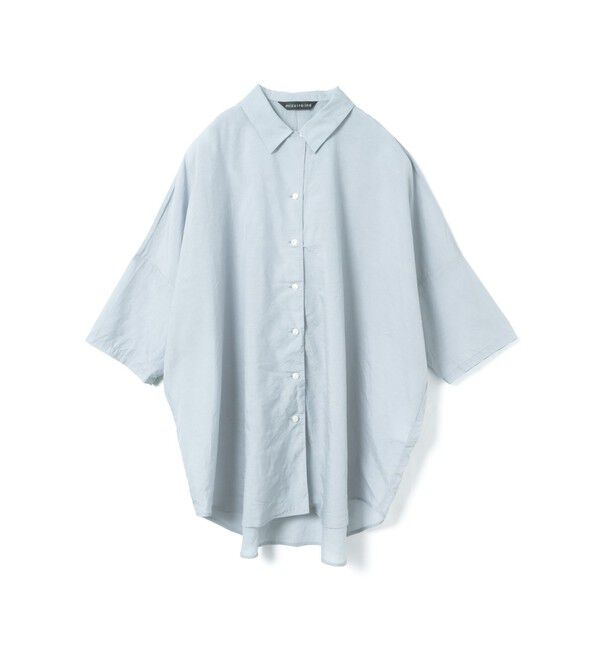 mizuiro ind「mizuiro ind ハーフスリーブワイドシャツ」|シャツ・ブラウス|サックス