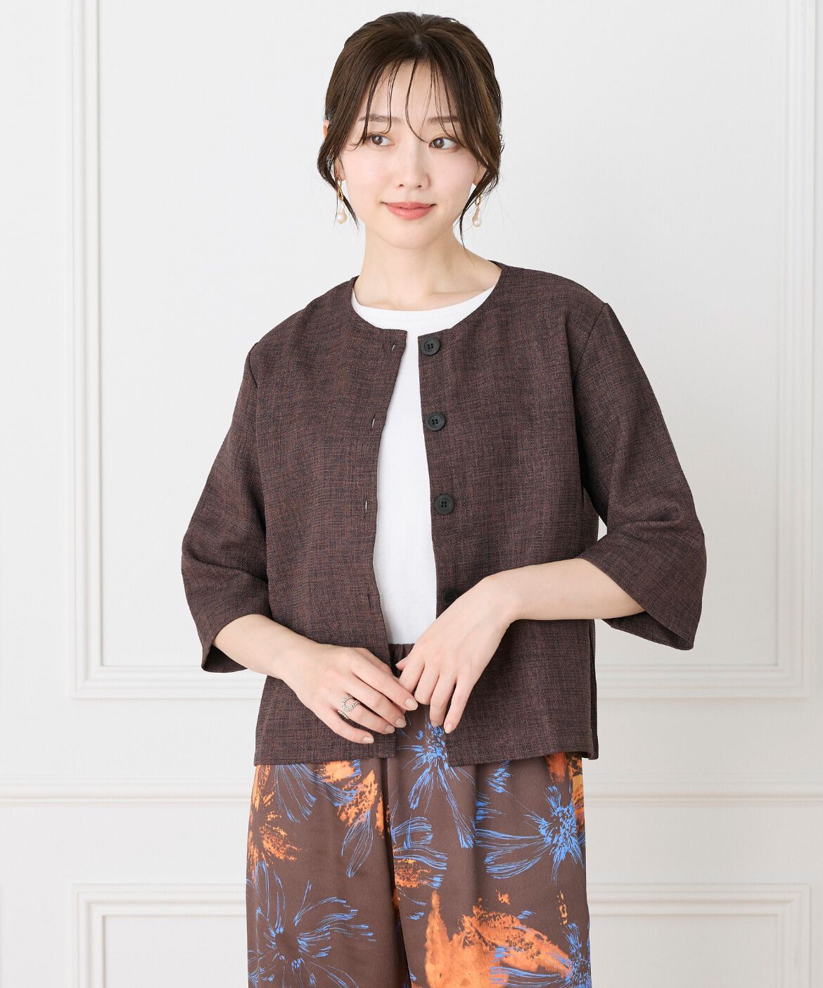 7-IDconcept.「《大きいｻｲｽﾞ》5分袖ｶｰﾃﾞｨｶﾞﾝ《日本製》|品よく羽織れる上  」|Tシャツ・カットソー|